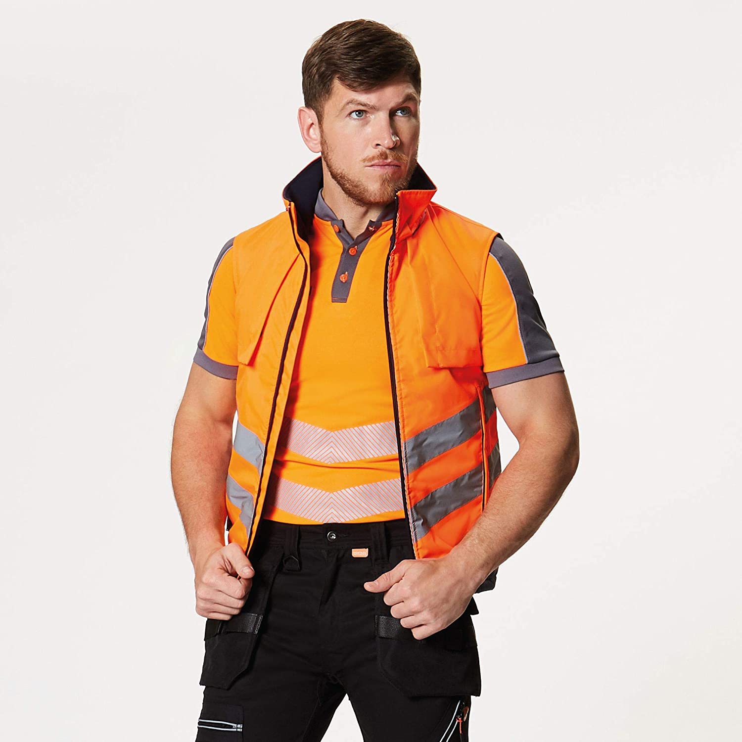 Regatta TRA840 20770 Professional Hi-Vis Body warmer, Yellow/Navy, L - Image 3