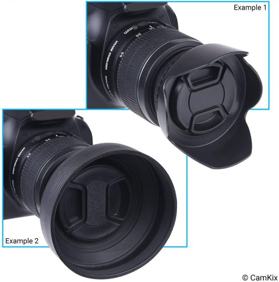 55mm Set of 2 Camera Lens Hoods - Rubber (Collapsible) + Tulip Flower - Sun Shade/Shield - Reduces Lens Flare and Glare - Blocks Excess Sunlight for Enhanced Photography and Video - Image 3