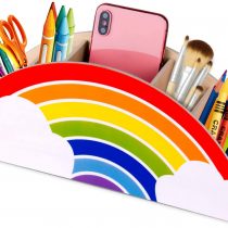 Gamenote Wooden Pen Holder & Pencil Holders - Rainbow Supply Caddy Desk Organizer for Office Supplies Makeup Brush Classroom Organization for Women & Kids