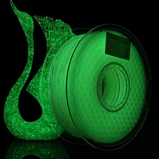 AMOLEN 3D Printer Filament, Shining Glow in The Dark Green 1.75mm PLA Filament +/- 0.03 mm, 1KG/2.2LBS