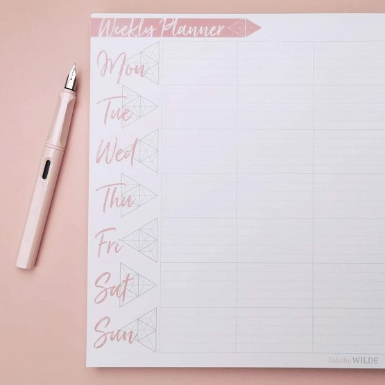 Tabitha Wilde A4 Weekly Planner Calendar Notepad 55 Sheets (White, Pink) - Image 2
