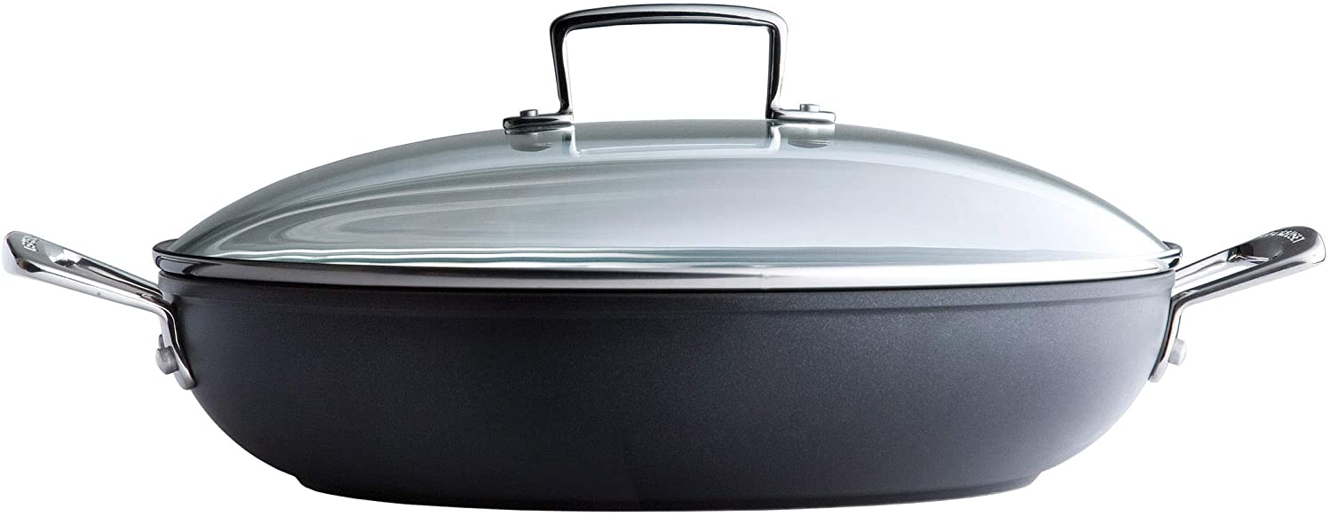 LE CREUSET Toughened Non-Stick Shallow Casserole Pot with Glass Lid, diameter 24 cm, Black, 962007240 - Image 2