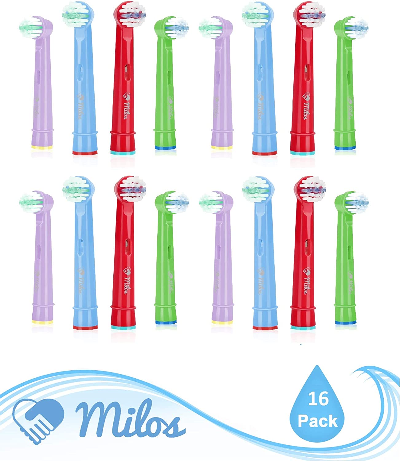 Milos Compatible Oral B Junior Replacement Heads Pack of 16 (Small