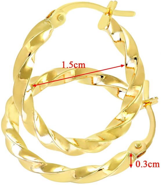 Citerna Women's 9 ct Yellow Gold Chiseled Twist Hoop Earrings - Image 2