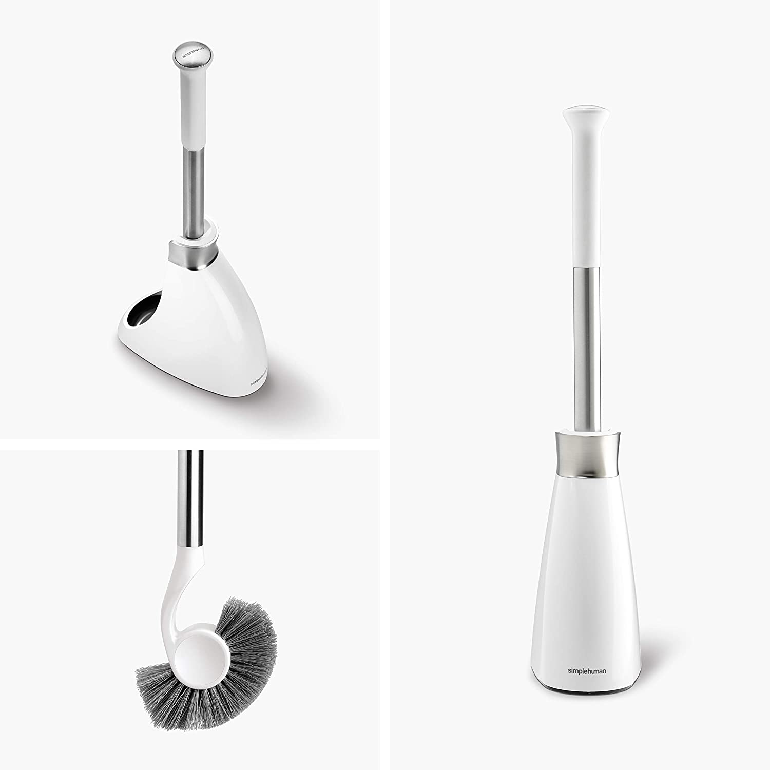 simplehuman BT1083 Toilet Brush with Holder, Stiff Outer Bristles, Drip-Free Design, Easy to Store, Removable Brush Head - Image 2