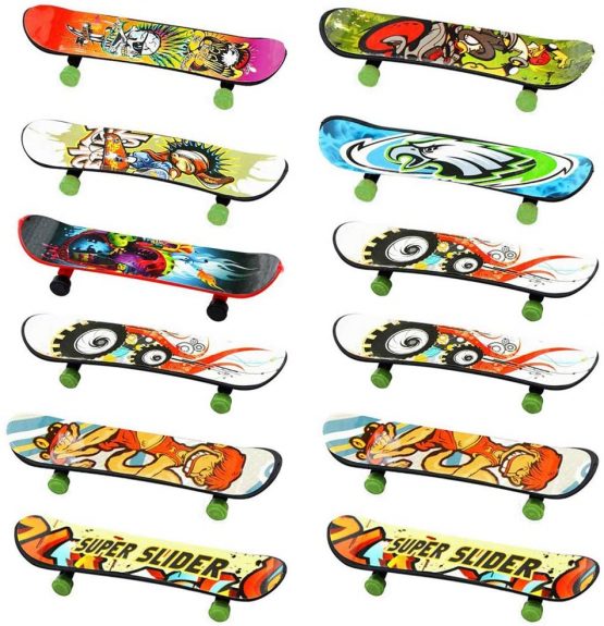 INTVN Mini Skateboard Toy, Finger Skateboards,Fingerboard Skate Park Boy Kid Children Gift (Random Color) 12pcs