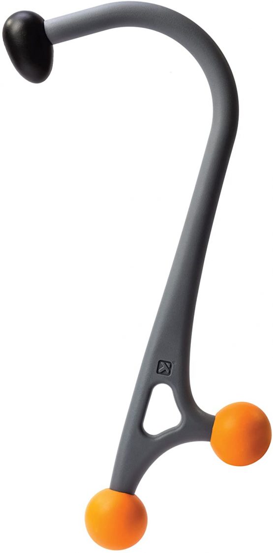 TRIGGERPOINT AcuCurve, Massage Cane Stick, Neck, Back and Shoulder Massage Ergonomic Portable Design, Grey and Orange, 16.5 Inch/42 cm