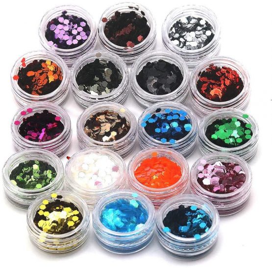 Ungfu Mall 18 Colors Festival Glitter Face, Body, Hair and Nails Decorative Hexagon Nail Art (Sequin Powder Shiny) Sparkling Sticker