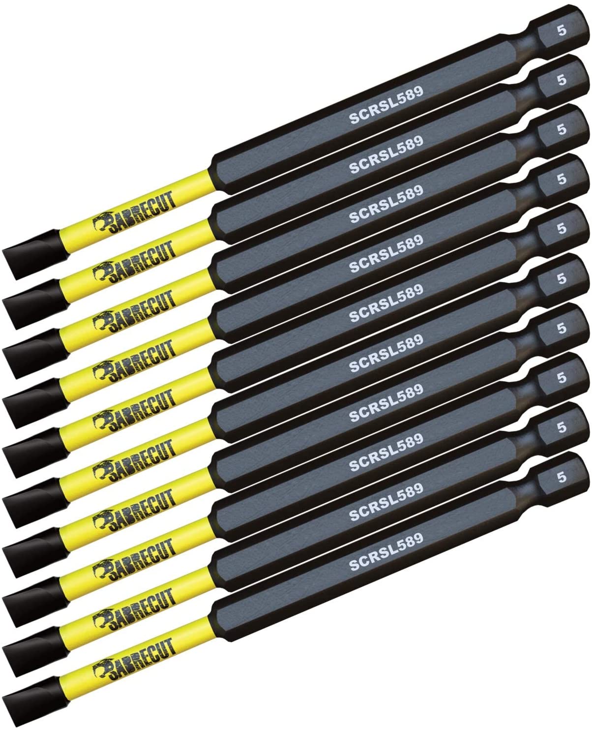 10 x SabreCut SCRSL589_10 89mm SL5 Slotted Magnetic Impact Screwdriver Driver Bits Set Single Ended Heavy Duty - Image 2