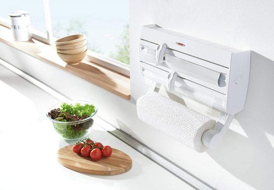 Leifheit Parat F2 ComfortLine Kitchen Roll Holder Wall Mounted Holder for Film, Foil and Kitchen Roll, Easy-Install Kitchen Roll Dispenser with Cutter - Image 4