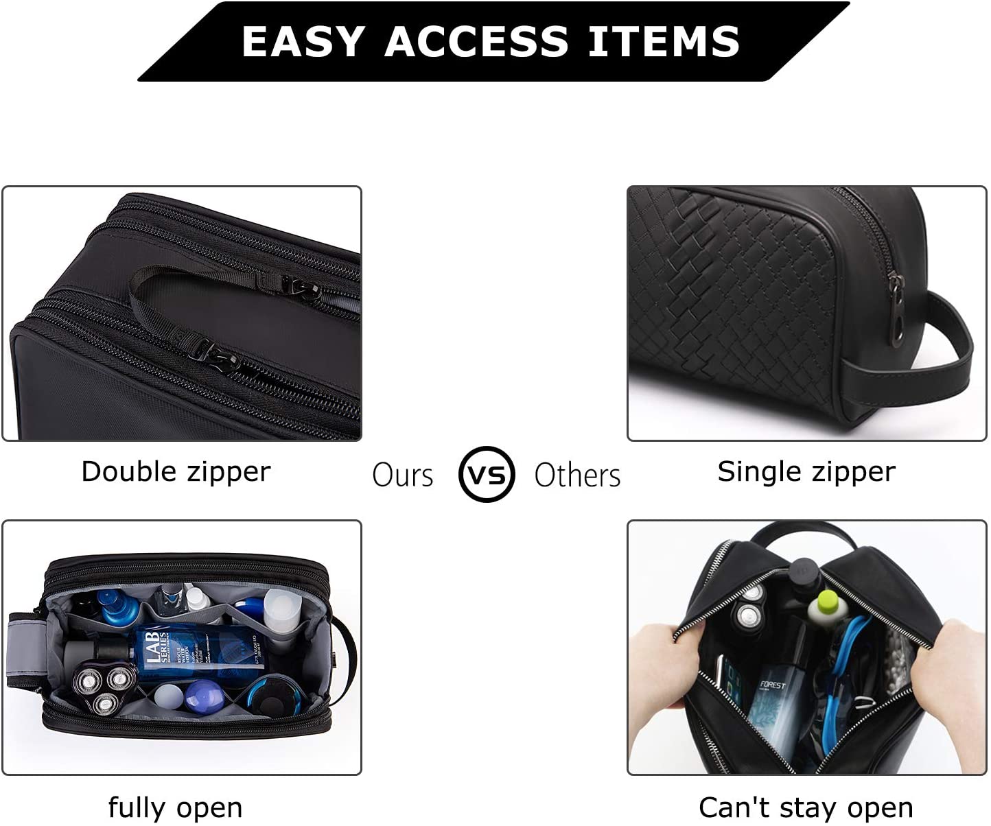 BAGSMART Mens Wash Bag Travel Toiletry Bag Makeup Shower Shaving Organiser for Bathroom Camping Gym - Image 4