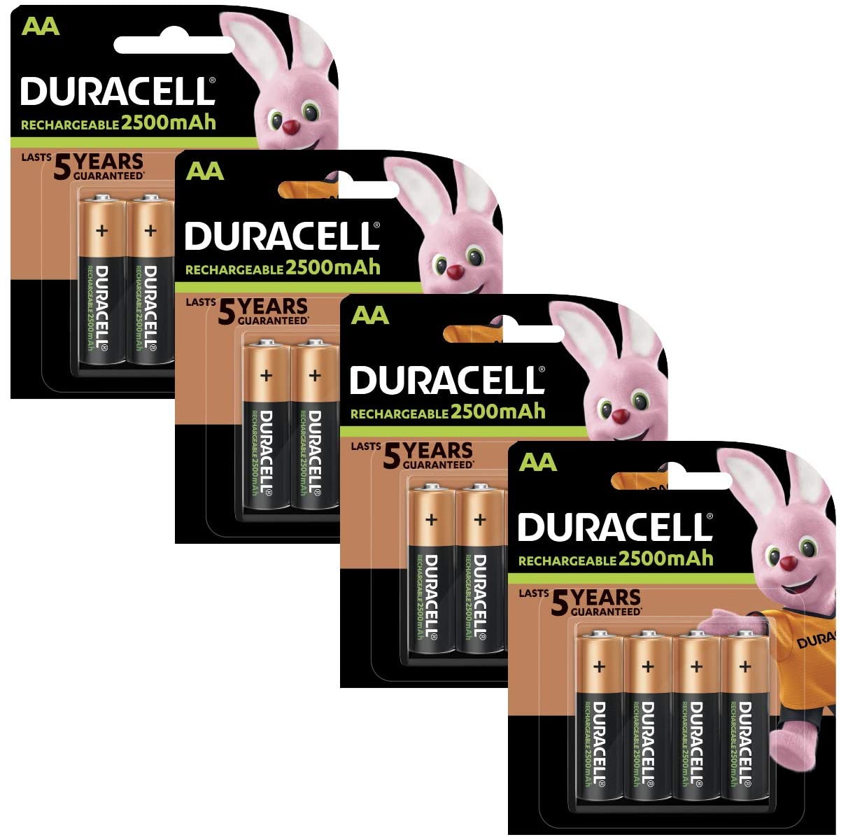 Duracell Pre Charged Rechargeable 2500mAh AA Batteries - Pack of 16, red