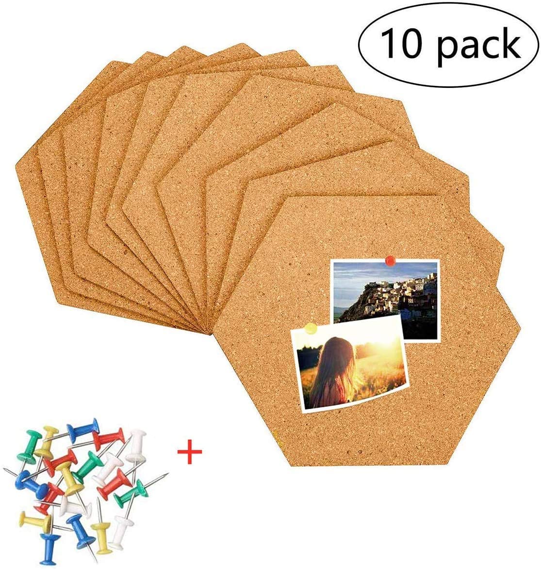 Cork Board Tiles, Xndryan 10 Pieces Hexagon Cork Boards Thicken Self
