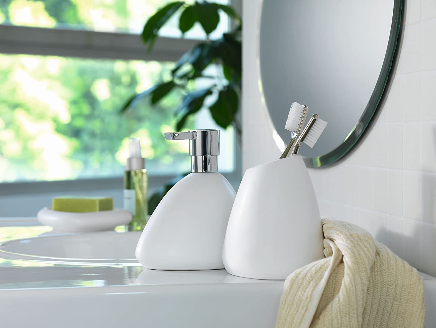 Spirella Etna Soap Dish Stoneware White Height 3 cm x Width 15 cm - Image 3