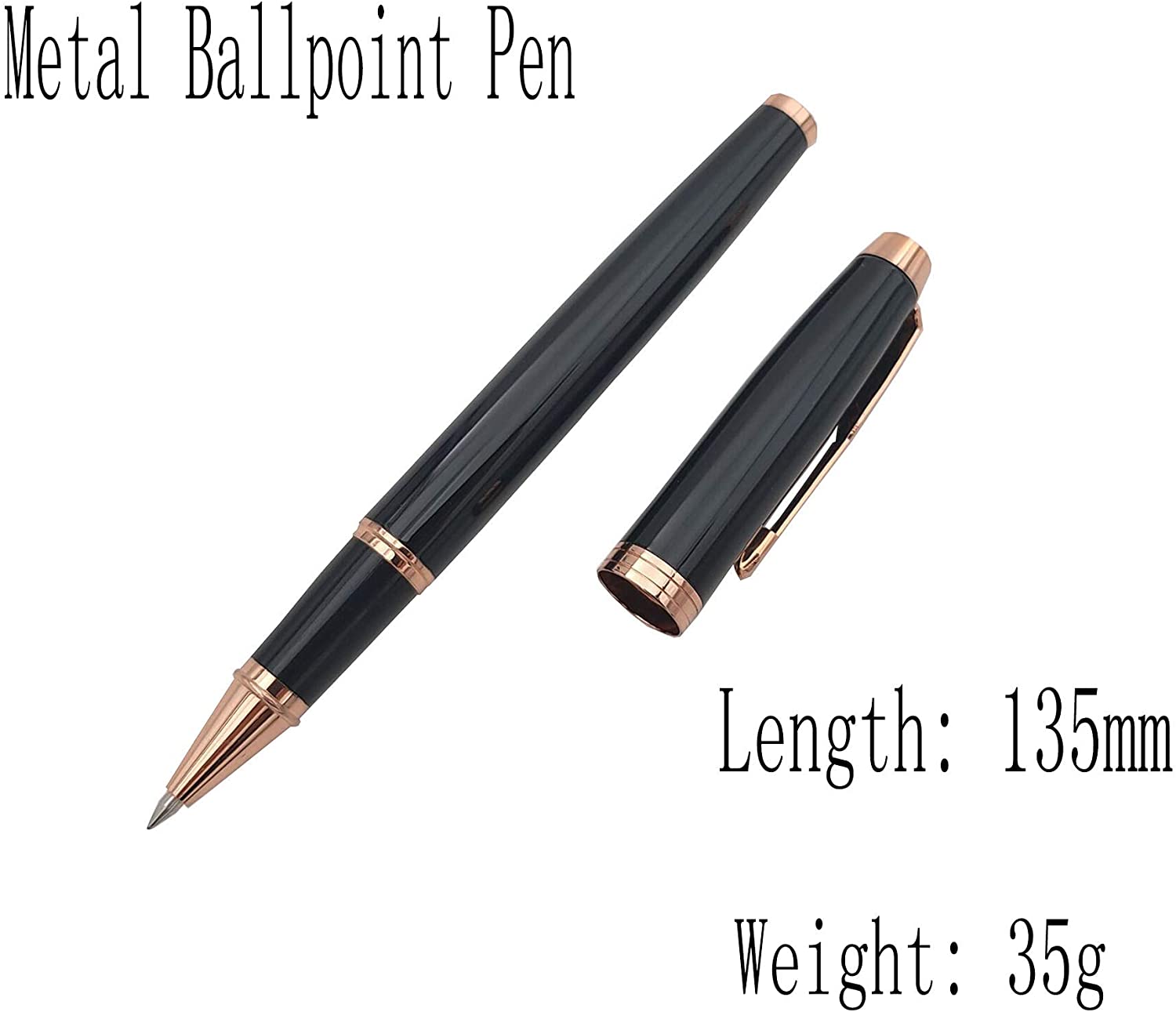 Accod Signature Pen Premium Metal Rollerball & Ballpoint Pen Creative Gift Pen with Two 0.5mm Black Replaceable Refills High-grade Pen Case Good Gift for Family Friends and Colleagues (Black) - Image 3