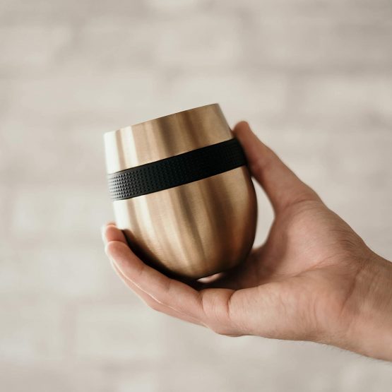 Reusable Coffee Cup - CAFE CONCETTO - 8oz/230ml - Premium Insulated Tumbler with Lid - Keep On-The-Go Drinks from Water to Wine Hot or Cold - Stainless Steel (Gold) - Image 2