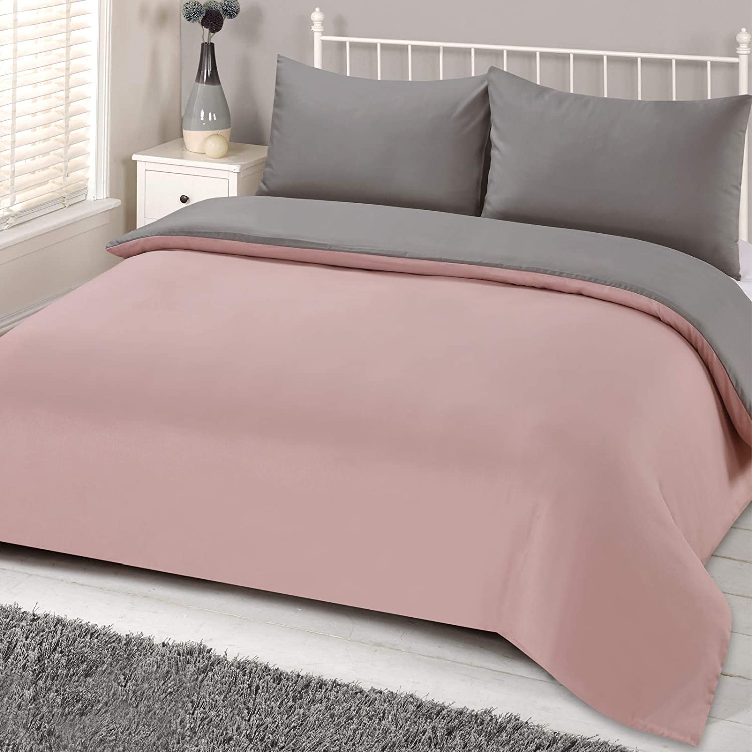 pink and grey double duvet cover