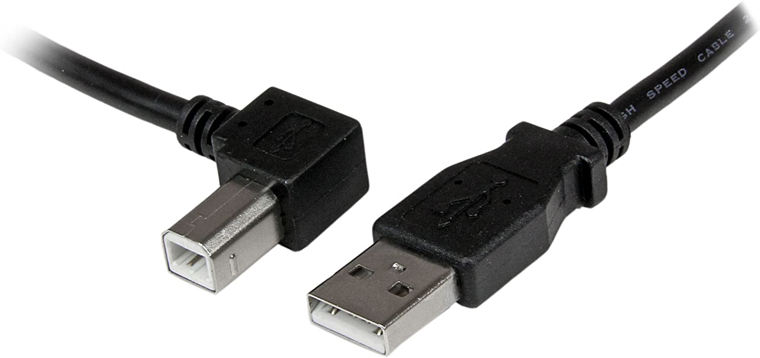 Startech 1m USB 2.0 A to Left Angle B USB Printer Cable, Black, 3 ft/1 m