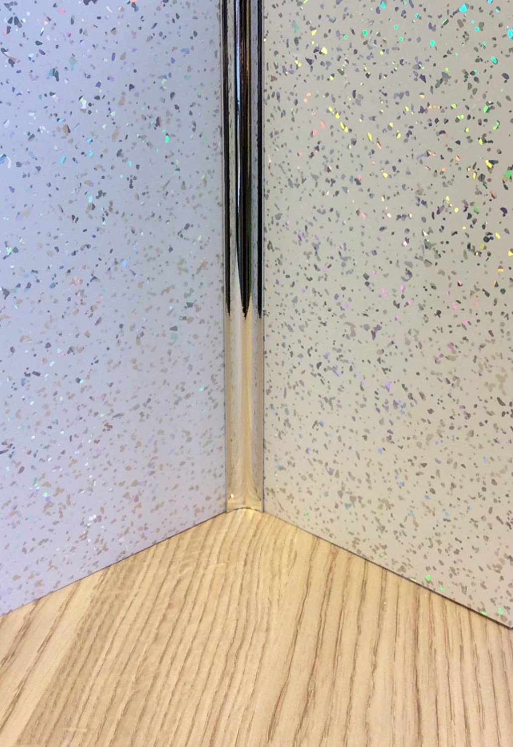 Black, Silver, White 5mm External Corner Trim 2.6m Bathroom Wall Panels Ceiling Cladding PVC Wet Wall Trim (Silver) - Image 4