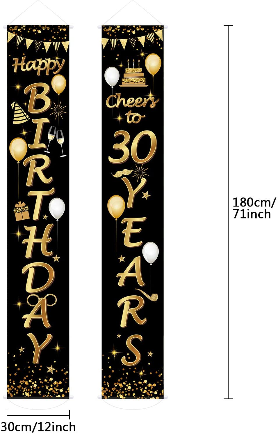 2 Pieces 30th Birthday Party Decorations Cheers to 30 Years Banner 30th ...