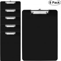 Belle Vous Black Plastic Clipboards (6 Pack) - 22.5 x 31.5cm / 8.86 x 12.4 Inches - Strong & Durable A4 Size Writing Clipboard with Low Profile Clip - Document, Letter & Memo Holder for Home & Office