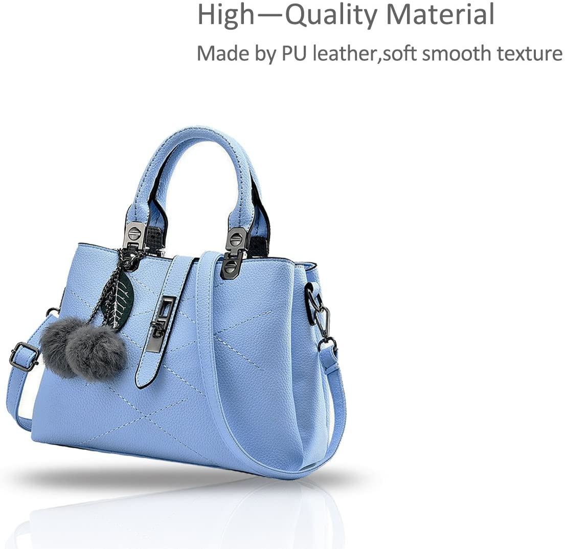 NICOLE & DORIS 2026 New Handbags for Women Fashion Ladies Handbags & Shoulder Bags Designer Top Handle Bag with Pompom Azure - Image 3