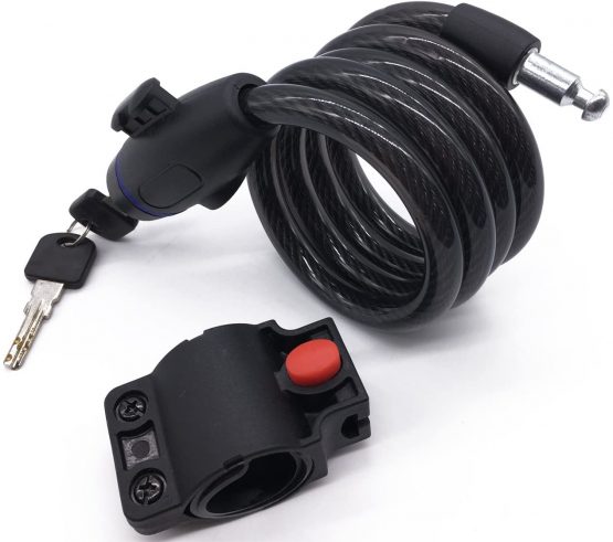 Maveek Bike Lock 1.2M (4-Feet) Steel Coiled Cable Lock with Intergrated Key Lock for Bicycle Outdoors - Image 2