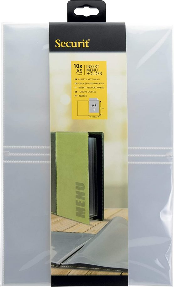 Securit Double Inserts for Menu/ Wine List Holders Transparent - A5, Set of 10 - Image 4