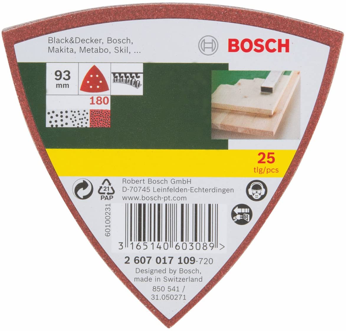 Bosch Accessories 2607017109 Sanding Sheet-Set for Delta Sander 0 V, Red, 93 mm, Set of 25 Piece - Image 2