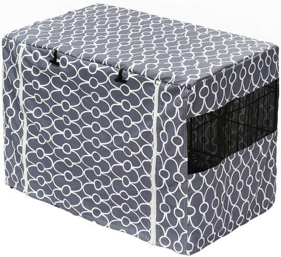 Dog Crate Cover for Wire Crates, Heavy Nylon Durable Waterproof Windproof Pet Kennel Cover Indoor Outdoor Protection - Cover only - Grey - Medium