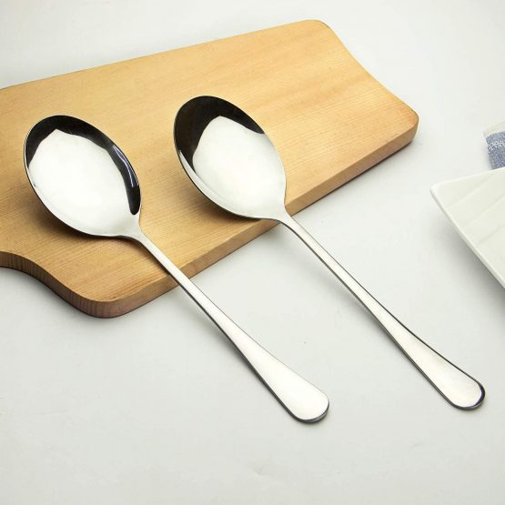 AOOSY Serving Spoons,6 PCS 10 Inches Stainless Steel Salad Serving Spoons for Parties Dinner Extra Large Tablespoons Buffet Banquet Flatware Kitchen Restaurant Serving Utensil Silver Soup Spoons - Image 2