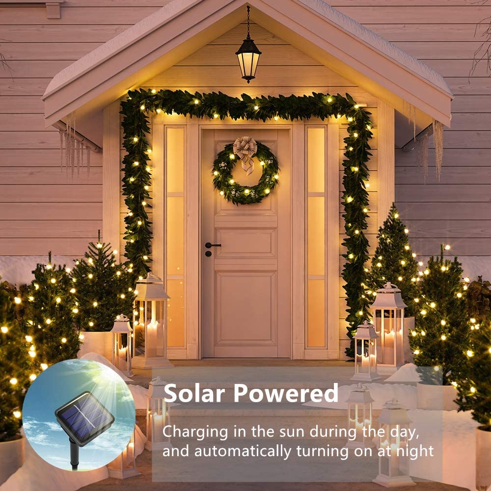 ooklee Solar Powered String Lights,Solar Fairy Lights Warm White,10 Meters/ 33Ft 100LEDS / 8 Modes,Waterproof Copper Wire Lighting for Indoor,Outdoor,Wedding,Patio,Home,Garden Decoration - Image 2