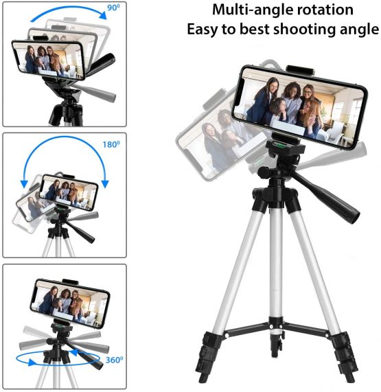 Phone Tripod EVERESTA 42 Inch 360 flexible Smartphone Tripod, Phone Tripod and Clicker, Phone tripod stand with Phone Holder Mount and Bluetooth Remote Shutter - Image 4