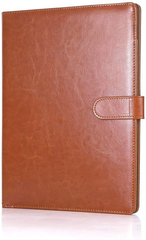 Clipboard Folder Clipboard A4 Folder Conference for Legal Pad, Faux Leather Clipboard Foldover with Cover Writing Work Folio Refillable Organiser Portfolio Clip Board (Brown) - Image 3
