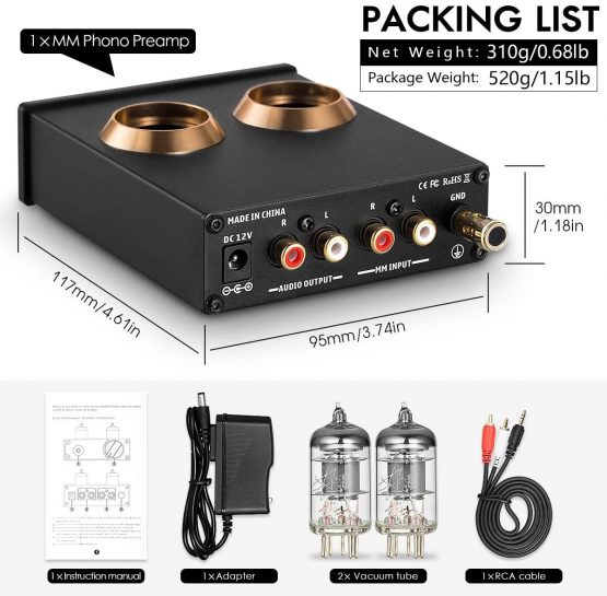 HiFi MM Phono Preamp for Turntable Mini Valve Tube Preamplifier Stereo Audio Amp - Image 2