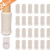 Ezprotekt 24 PCS Chair Socks High Elastic Floor Protectors Non Slip Chair Leg Feet Socks Covers Furniture Caps Set, Fit Diameter from 1" to 2",Knitted Furniture Pads, Beige