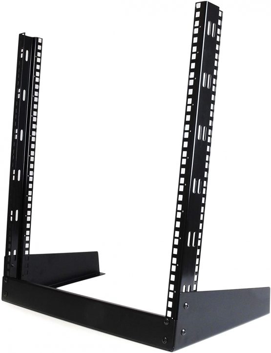 StarTech 12U Open Frame Network Rack - 19" 2 Post Free Standing Desktop Rack for Computer, AV, Media, IT, Data & Server Room Equipment (RK12OD),Black