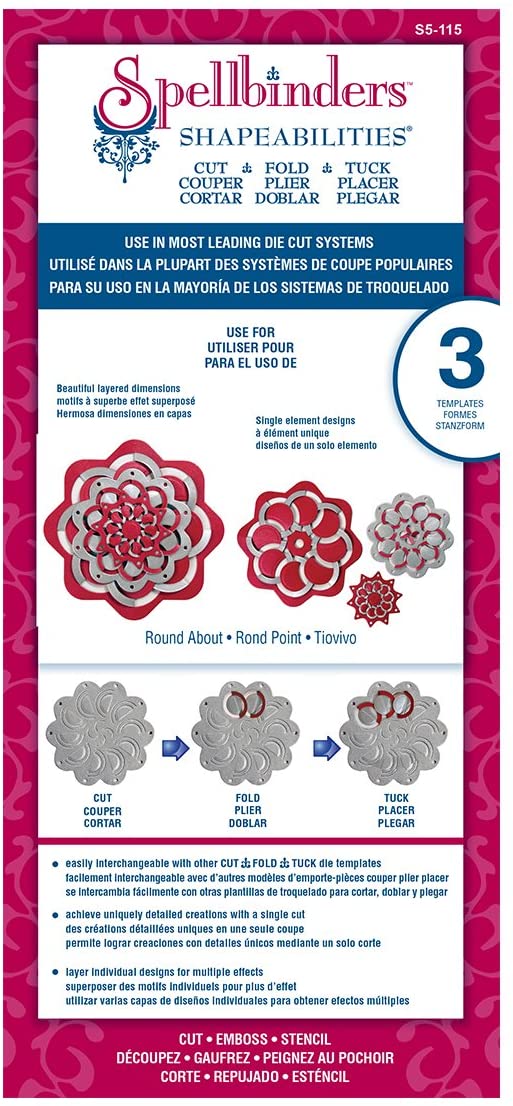Spellbinders Die Roundabout Cut Fold & Tuck, Silver, largest die 12.40 cm dia - Image 3