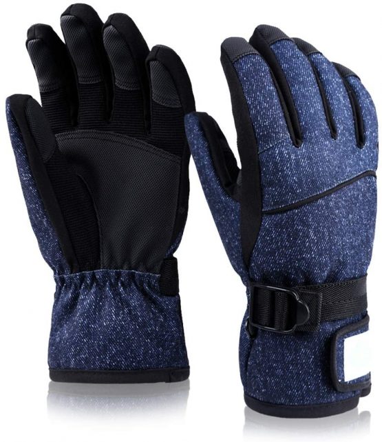 THome Child Winter Gloves, Kids Ski Gloves Waterproof Windproof Warm Gloves for Skiing Cycling Winter Boys Girls Aged 6-8T