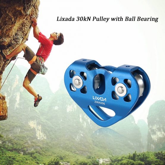 Lixada Double Pulley with Ball Bearing 30kN Trolley Pulley up to 13 mm Ropes for Rock Climbing Caving Aloft Work Rescue - Image 2