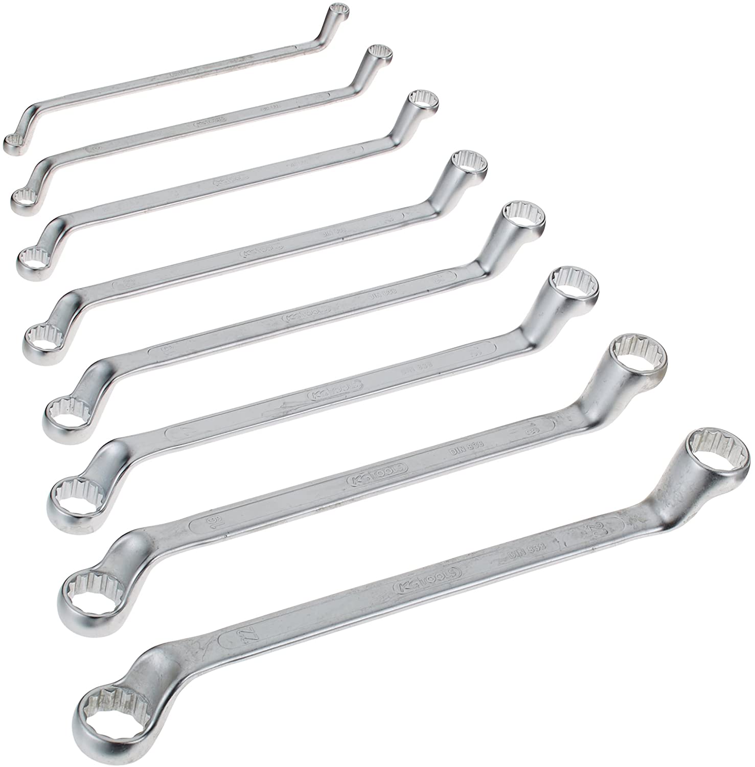 KS Tools 920.0248 Ultimate Plus Ring Spanner Set Offset (8 Pieces), Chrome