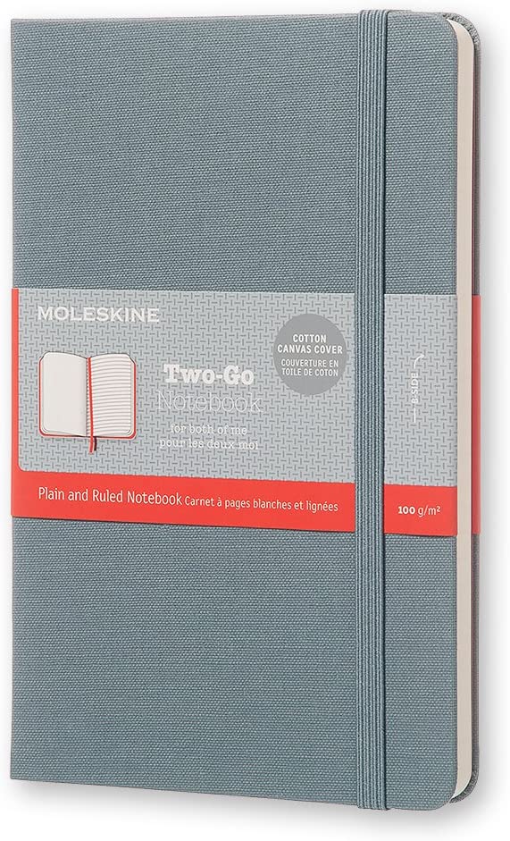 Moleskine TWOGO31B26 Medium Two-Go Saxe Ruled-Plain Notebook - Blue