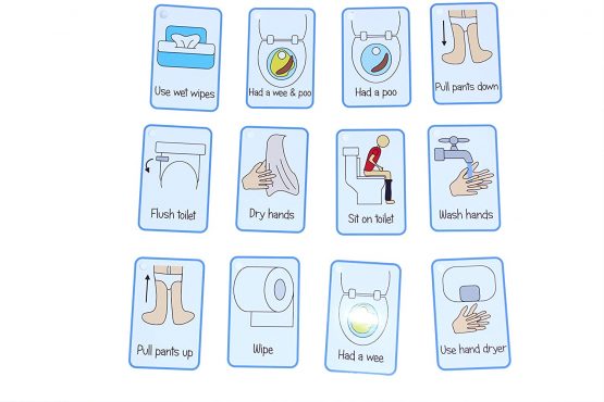 kids2learn Toilet Training Routine Flash Cards & Bungee - Visual Aid reminder for using the toilet Special Needs / Autism / Potty Practice - Image 2