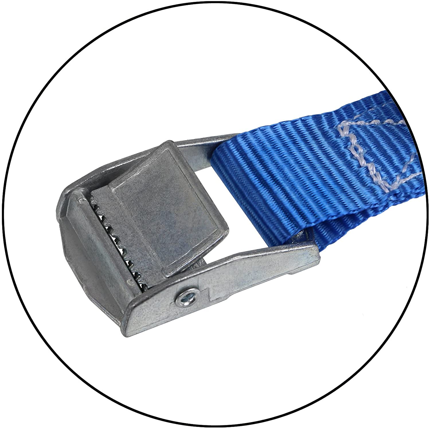 BB Sport Cargo Strap, Blue, 2.5cm x 2.5m, 250kg, Polyester, Tested Safety, Trailer Compatible, 4 Pieces, 4 pieces 2.5 cm x 2.5 m - Image 3