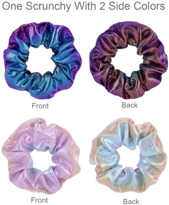 20 Pieces Shiny Metallic Scrunchies,AUERVO Hair Scrunchies Sparkle Scrunchy Colorful Hair Ties Ropes Elastic Ponytail Holder for Girls and Women - Image 2
