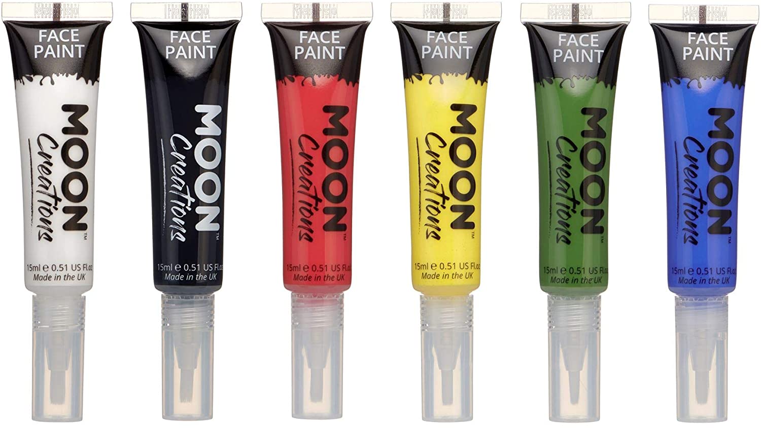 Face & Body Paint with Brush Applicator by Moon Creations, Water Based Face Paint Makeup for Adults Kids, 15ml