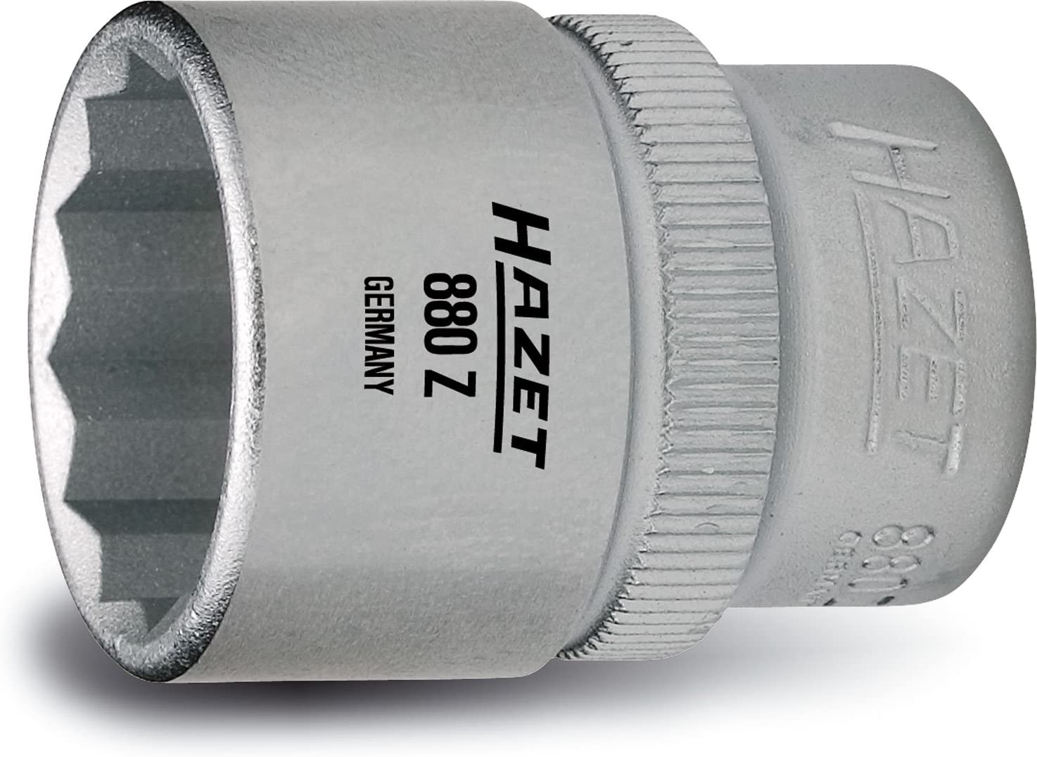 HAZET 880Z-22 34 mm 12-Point Traction Profile Socket - Chrome-Plated/Polished, Schlüsselweite: 22 mm