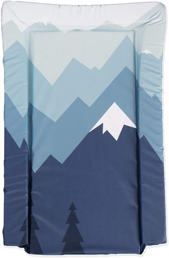 The Gilded Bird Baby Changing Mat, Raised Edges, Change Mat, 72cm x 46cm, Extra Padded, High Density Foam, Wipeable (Blue Mountains)