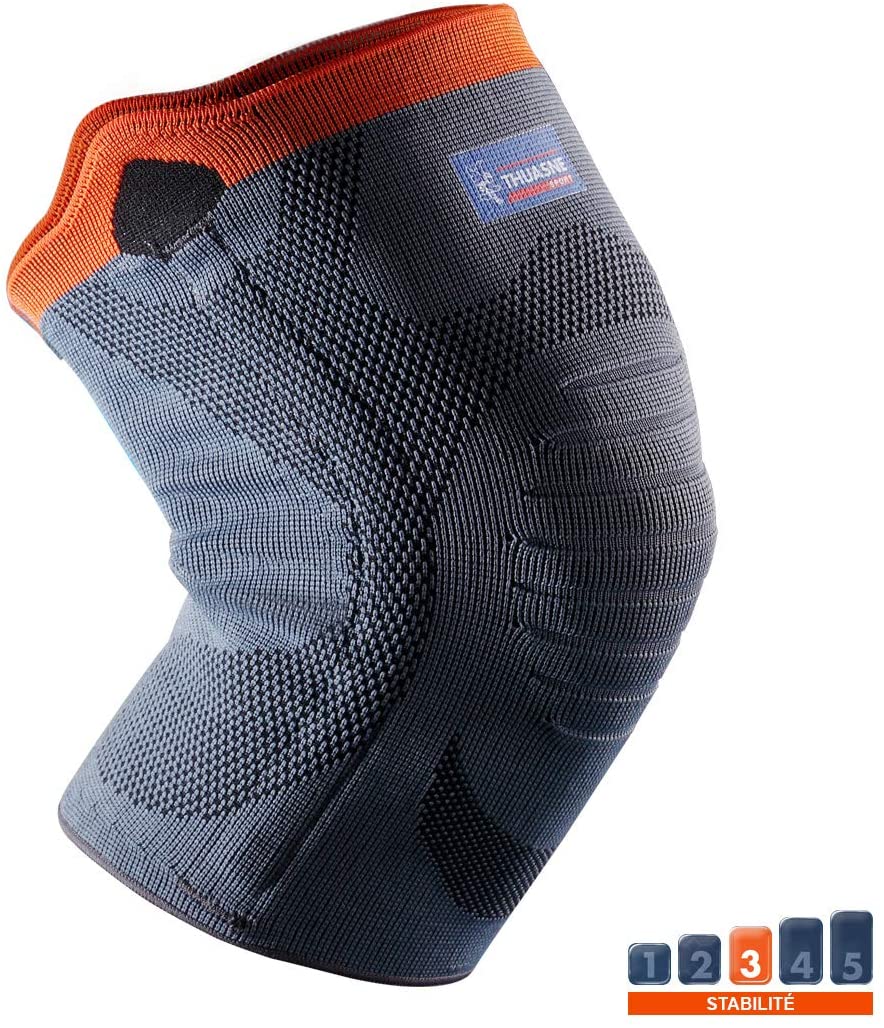 THUASNE, Reinforced Knee Support Knitted Sport Knee Sleeve, Knee Support & Comfort, Elastic Fabric, Soft Lateral Ribs
