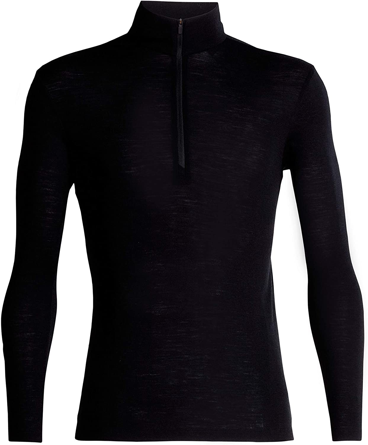 ICEBREAKER Men's 100% Merino Wool Everyday Half Zip Base Layer Long Sleeve Top - Slim Fit - 175 Ultralight Fabric - Black, M, 104484